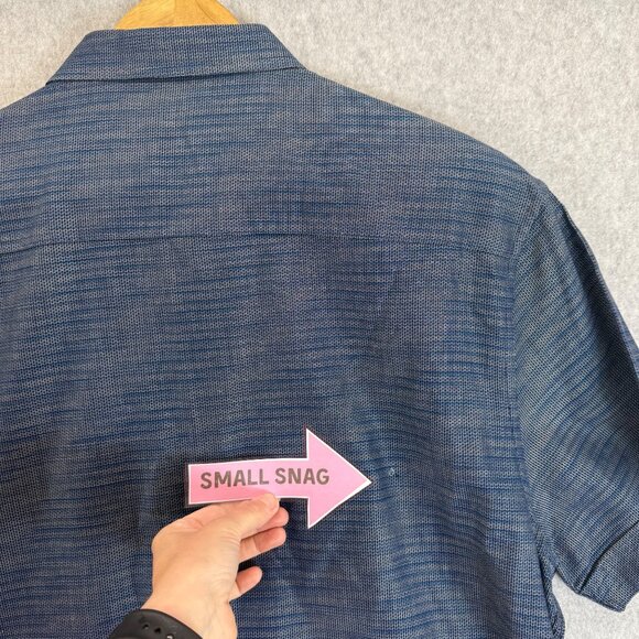 Vince Camuto Blue Textured Short‎ Sleeve Button-Up Shirt Collared Mens Size XL - Picture 10 of 13